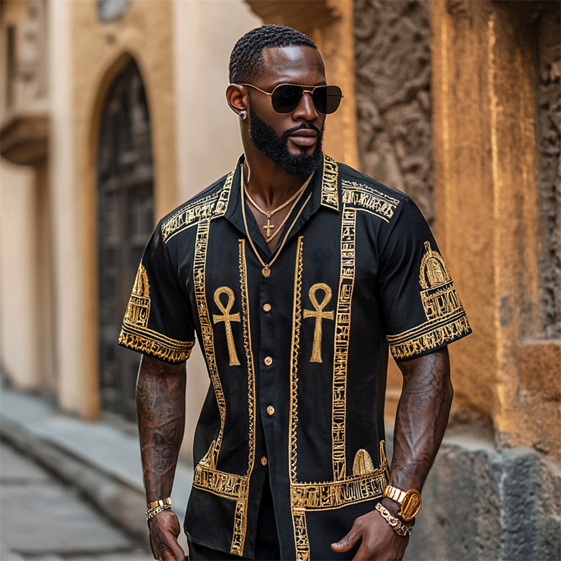 Trend de moda para hombres transfronterizos Camisa de manga corta hawaiana Camisa estampada digital 3D Transfronteriza Amazon