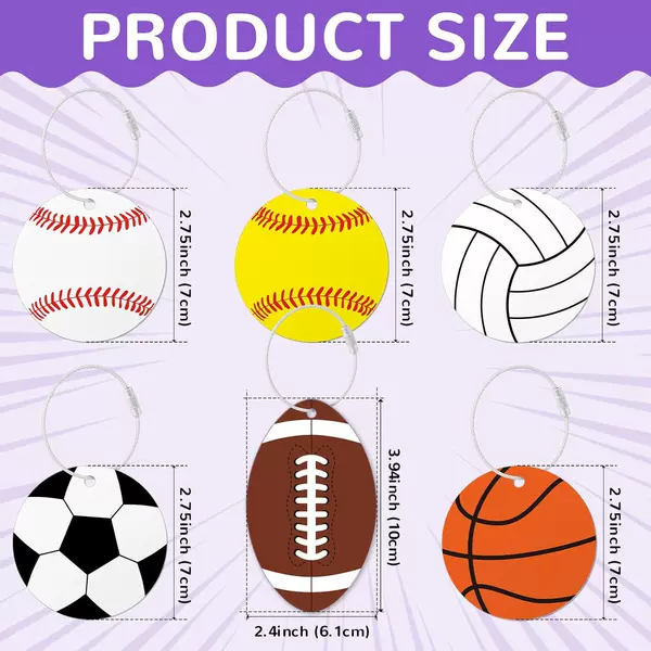 Cross-Border Pvc Basketball Football Baseball Backpack Decorative Suitcase Label DIY with Metal Ring行李标签