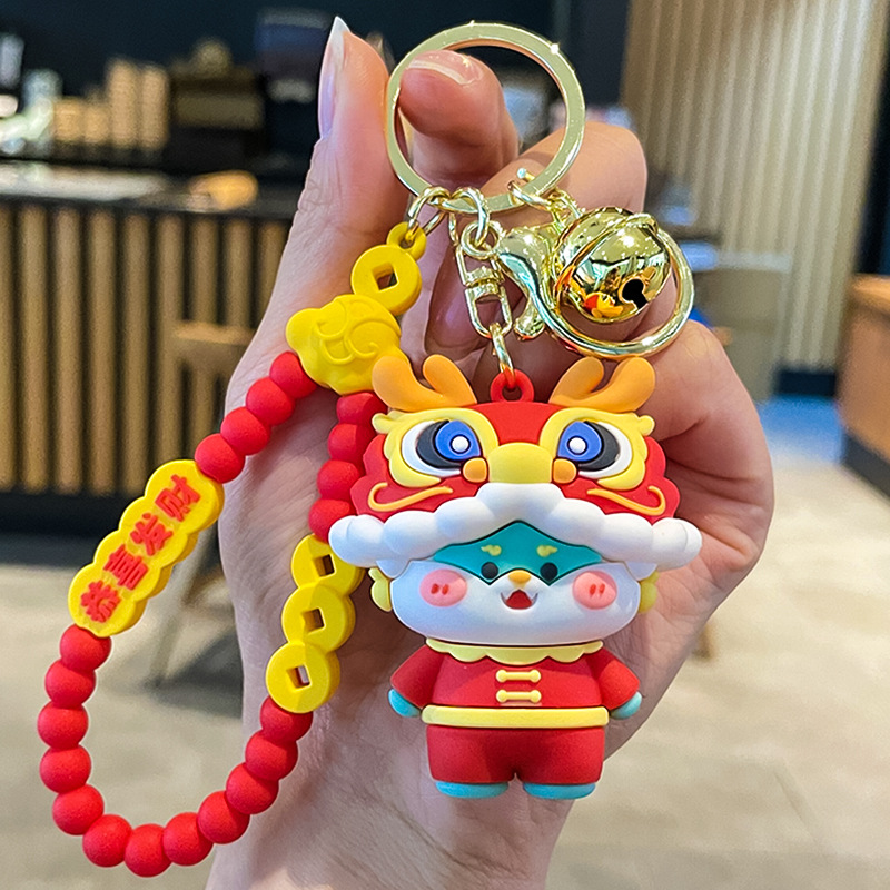 Nuevo dragón año llavero nacional moda Zodiaco colgante lindo pareja muñeca coche llavero Año Nuevo pequeño regalo