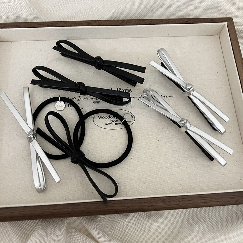 Κορεάτικη φουρκέτα Blogger ίδιου στυλ ρετρό απλή δερμάτινη φιόγκος με κλιπ από μπροστά μέχρι το μέτωπο, μαύρο κλιπ Liu, κλιπ φουρκέτας στο πλάι_voghion.com