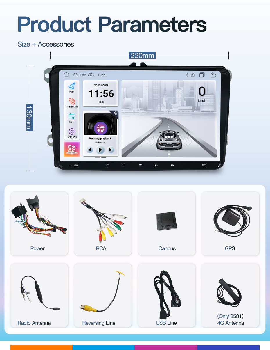 Suitable for Volkswagen Beetle, Sharan, Amarok, Multivan T5 Car Central Control Screen Navigation and Reversing Images