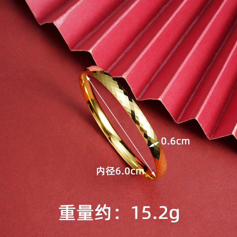 Brazalete de oro francés de Vietnam, brazalete de boca cerrada en forma de diamante láser brillante, joyería de lujo ligera femenina durante mucho tiempo