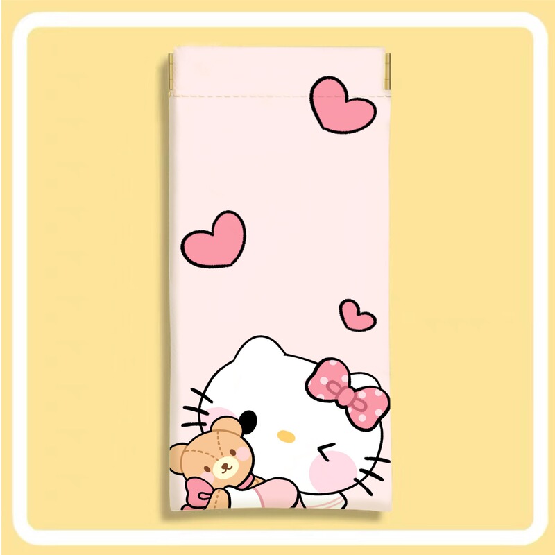 Shrapnel-Resistant Portable Eyeglass Pouch for Women, Myopia Glasses Storage Bag, Protective Cover, Automatic Closing Pouch, Cute Cartoon Design