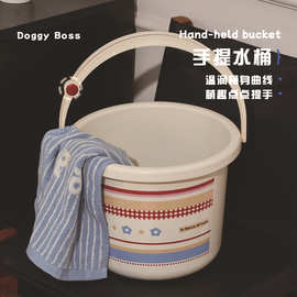【多巴胺】撞色提手水桶塑料圆桶学生宿舍用洗澡桶耐用家用手提圆