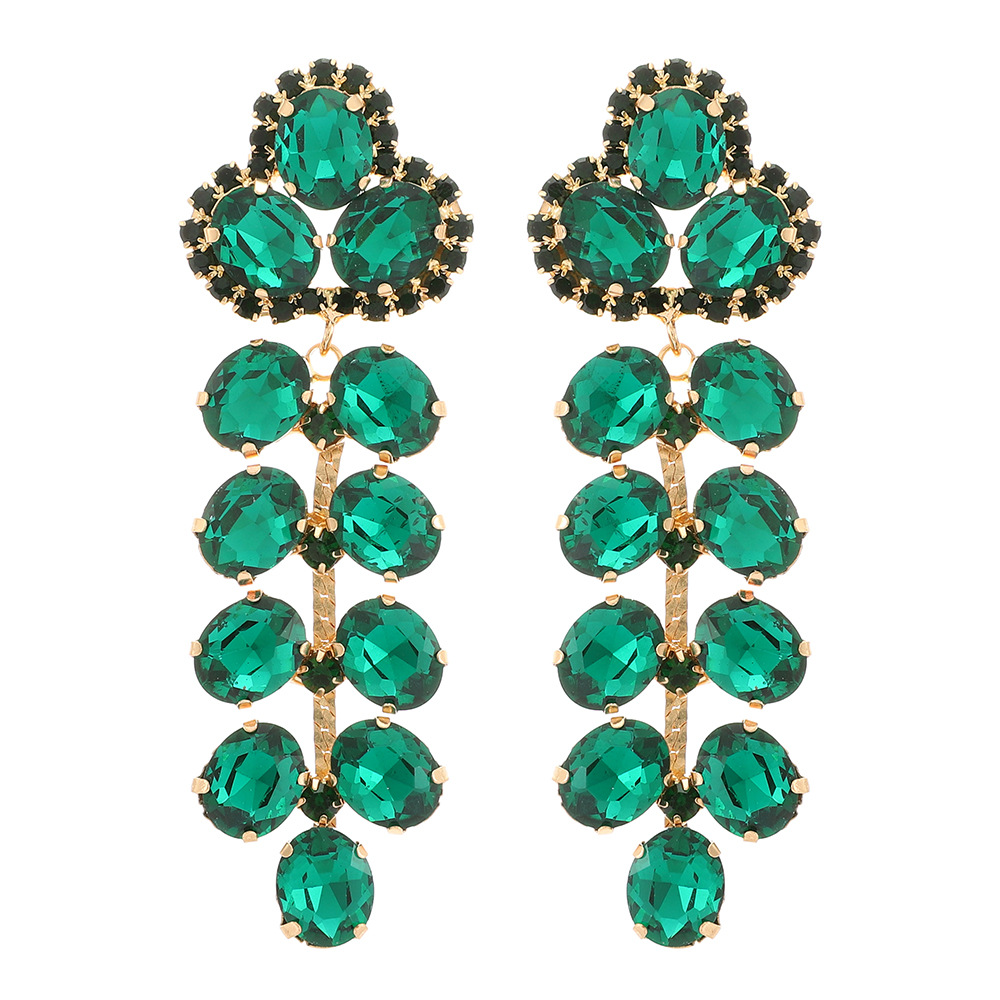 Shopping Occasion Rhinestone Material Geometric Pattern 1 Pair Retro Lady Simple Style Geometric Rhinestone Plating Artificial Gemstones Women's Earrings