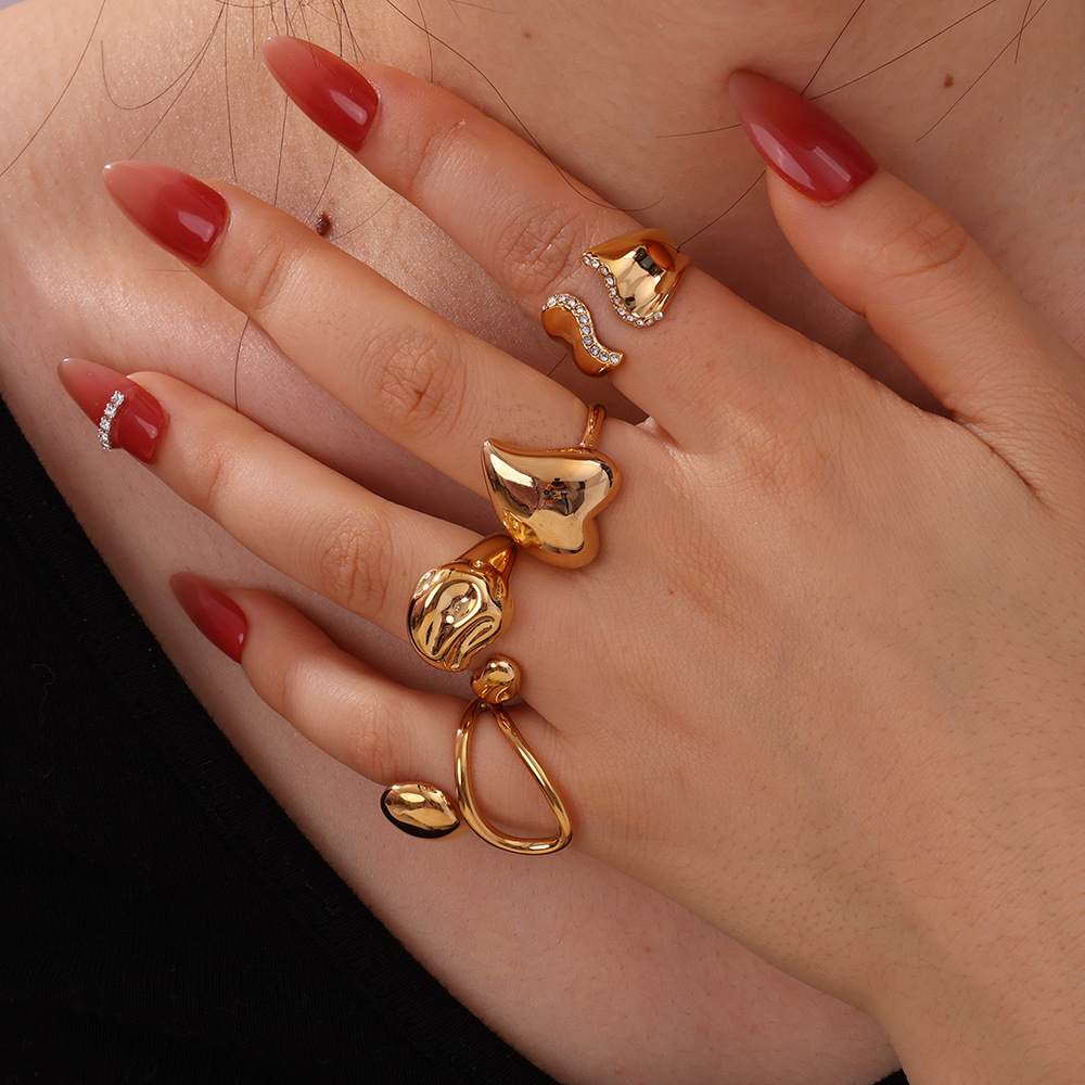Plating Design Wholesale Jewelry Elegant Simple Style Heart Shape Titanium Steel Plating Open Rings