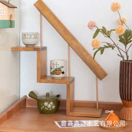 墙上置物架餐厅展示收纳层架水杯 实木创意桌面客厅装饰花架