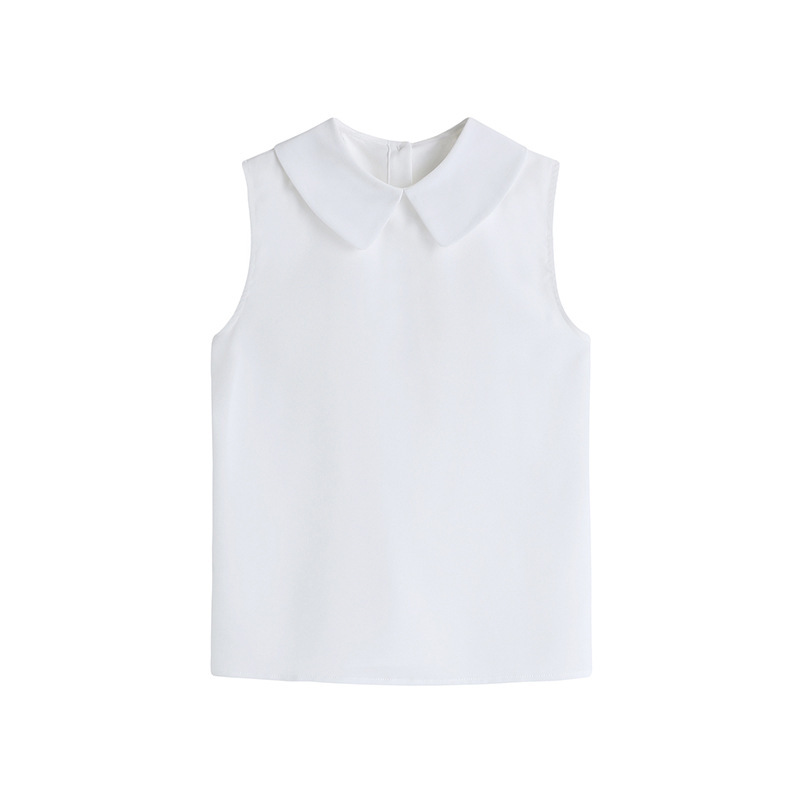 Small Fresh Doll Collar Sleeveless Shirt Women's Top White Shirt with Slimming All-match False Collar Lapel Vest