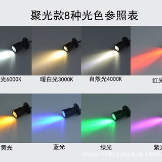 迷你LED小射灯3V电池盒手办展示柜台DIY 聚光彩色灯泡USB5V1W紫光
