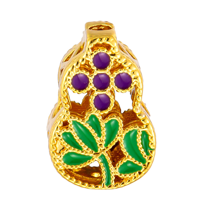 Colgante de cobre micro incrustado Gufasha oro goteo de aceite perlas de transferencia DiDi con perlas de acessorios de perlas huecas fábrica de perlas al por mayor