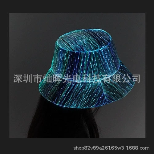 Безопасная рыбацкая шляпа для ночного бега, фестивальная светящаяся рыбацкая шляпа, концертная шляпа из оптоволокна, производитель, прямые продажи, дизайнерская шляпа