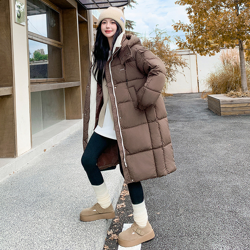 Jacket de algodón de pluma para mujeres invierno 2025 nuevo estilo coreano suelto pareja universitaria con capuchón grueso chaqueta de algodón