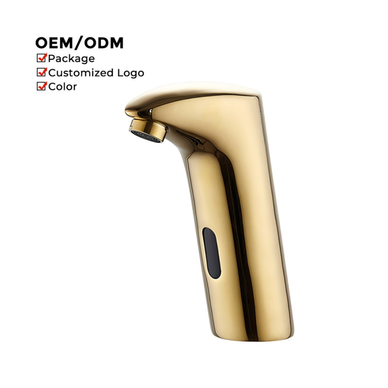 Bathroom Deck Installation Single Cold Basin Sink Faucet Gold Fully Automatic Sensor Basin Faucet
