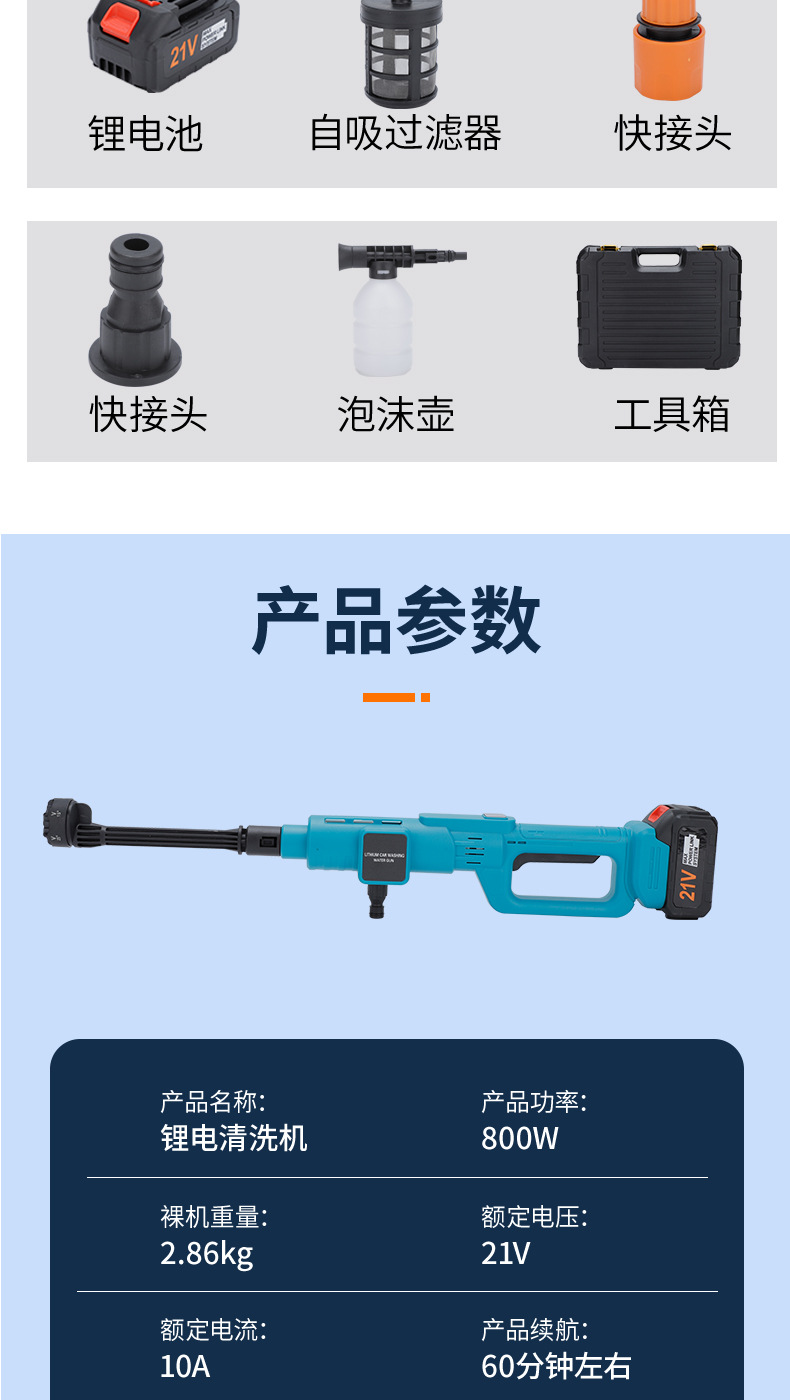 Design Cleaning Machine Car Wash Artifact High Pressure Car Wash Water Gun Wholesale Portable Car Lithium Battery Wireless Lithium Battery Car Wash Machine