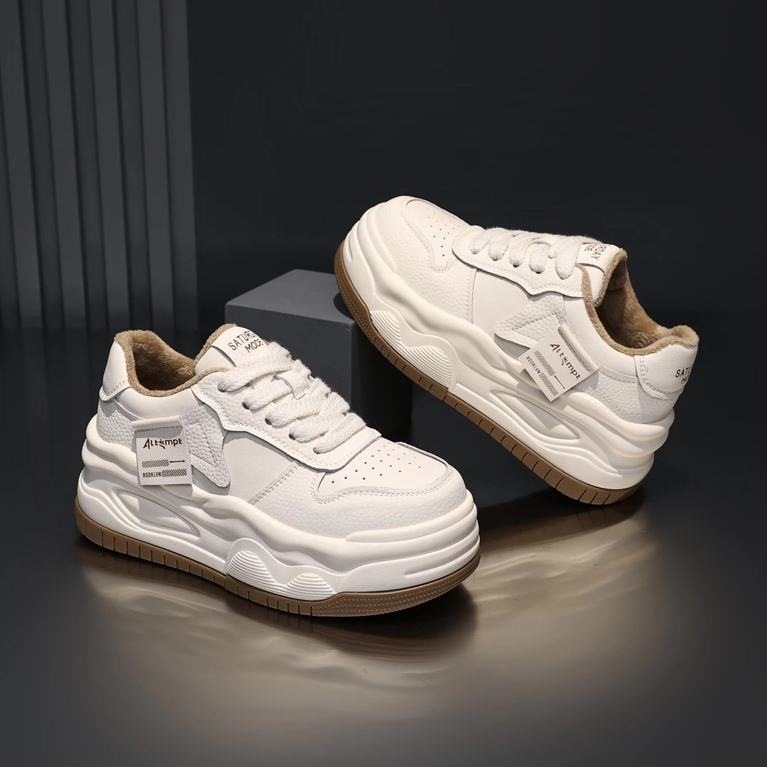 Genuine leather thick soled small white for women, 2023 autumn winter new popular versatile sports and leisure shoes,_voghion.com