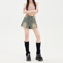 网红爆款辣妹牛仔短裤女夏季新款高腰显瘦做旧毛边a字美式超短裤