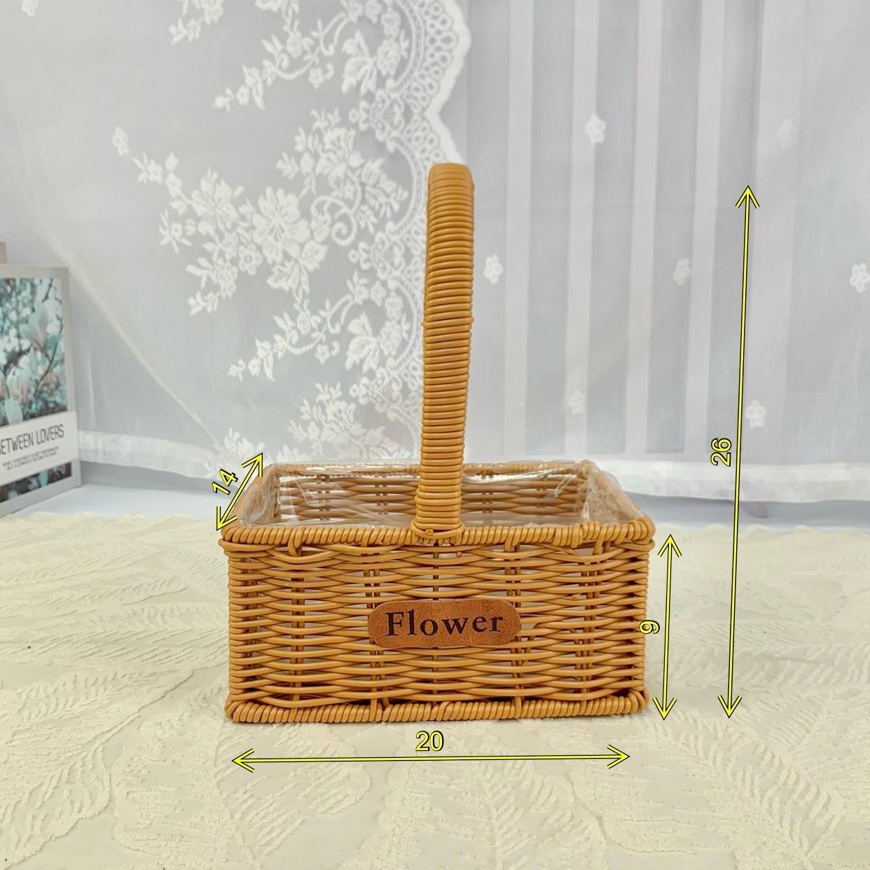 Arreglos florales portátiles de imitación de ratán, cestas de flores tejidas a mano, adornos de sala de estar, cestas de jardín, regalos a mano, cestas de flores