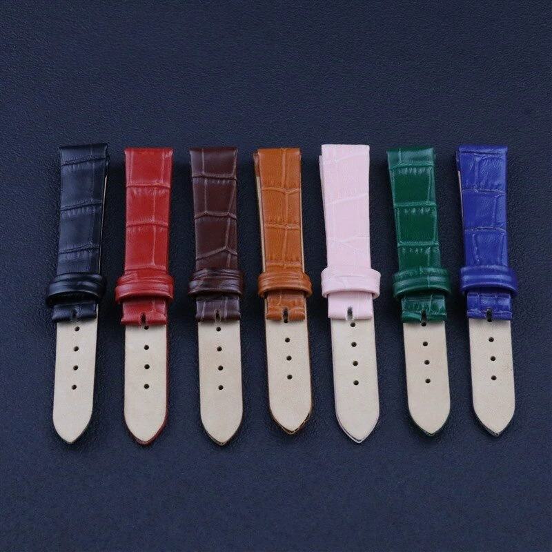 无 Watch strap, bamboo green blue double-sided leather accessory, genuine leather, 8-20mm, cowhide