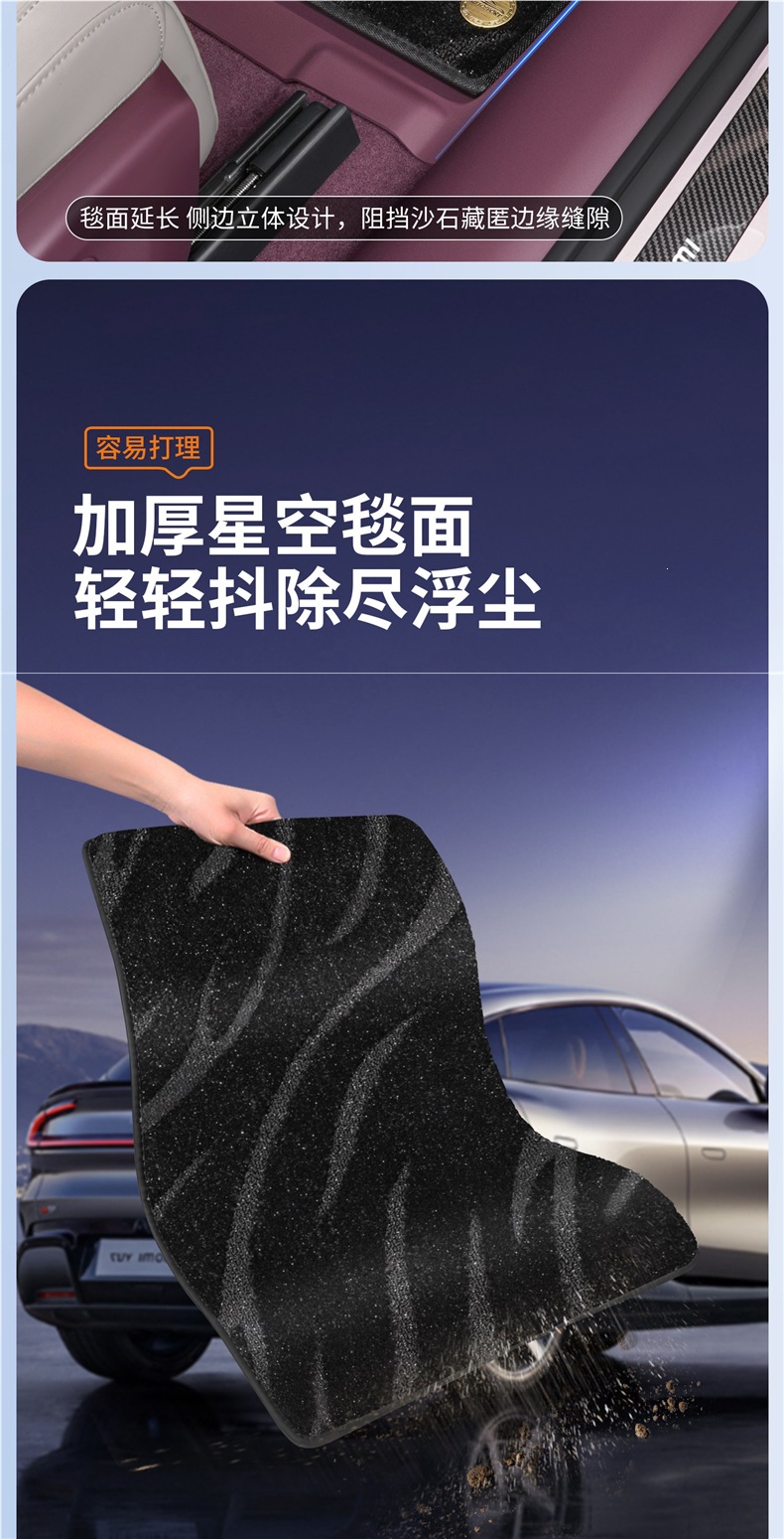Suitable for Xiaomi YU7 car floor mats, TPE full-coverage starry sky carpet, special floor mats, trunk mat, interior accessories