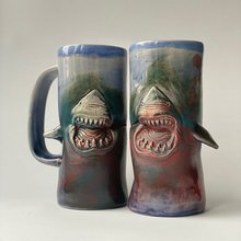 Shark Jaws handmade ceramic mug for tea and beerơƱ