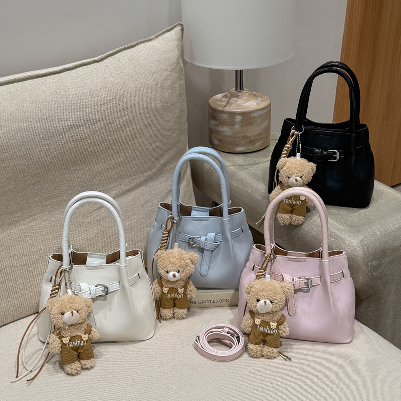 Borsa a secchiello plissettata alla moda in tinta unita, borsa a mano semplice, borsa a tracolla versatile per i pendolari, borsa a tracolla_voghion.com