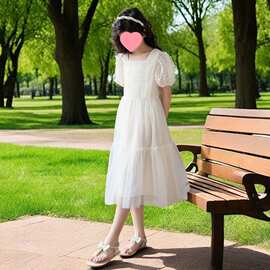 女童连衣裙纱裙2025新款洋气蕾丝夏季儿童公主女孩裙子中大童爆款