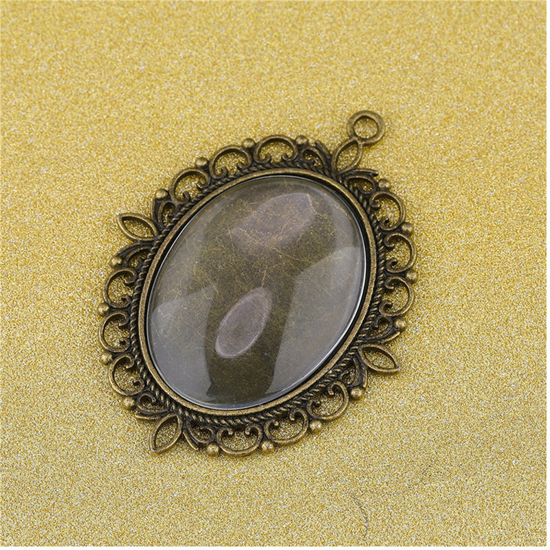 Hollow-Out Time Gemstone Frame 30_40mm Oval Base Frame Lace Photo Pendant DIY Handmade Accessories Wholesale