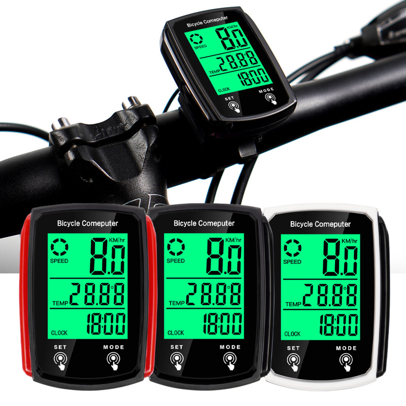 CNC bicycle luminous code meter wired English version backlight odometer road mountain bike touch screen speedometer
