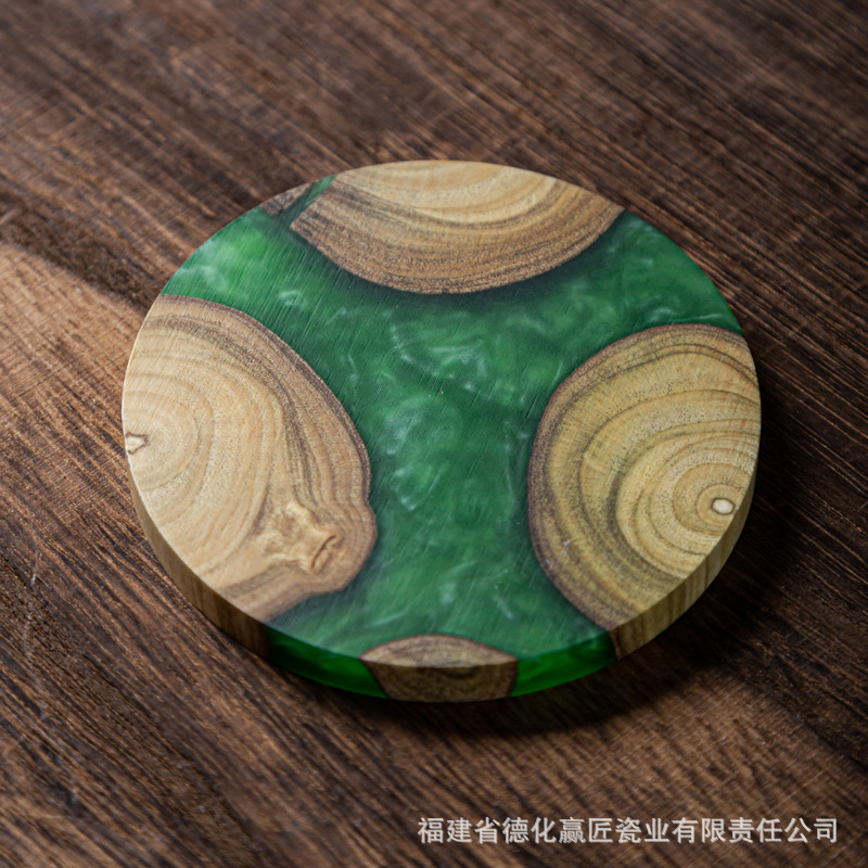 Posavasos de mármol transfronterizo posavasos de madera creativa boj anti-escaldado café bar mantel tapete té con aislamiento térmico posavasos redondos