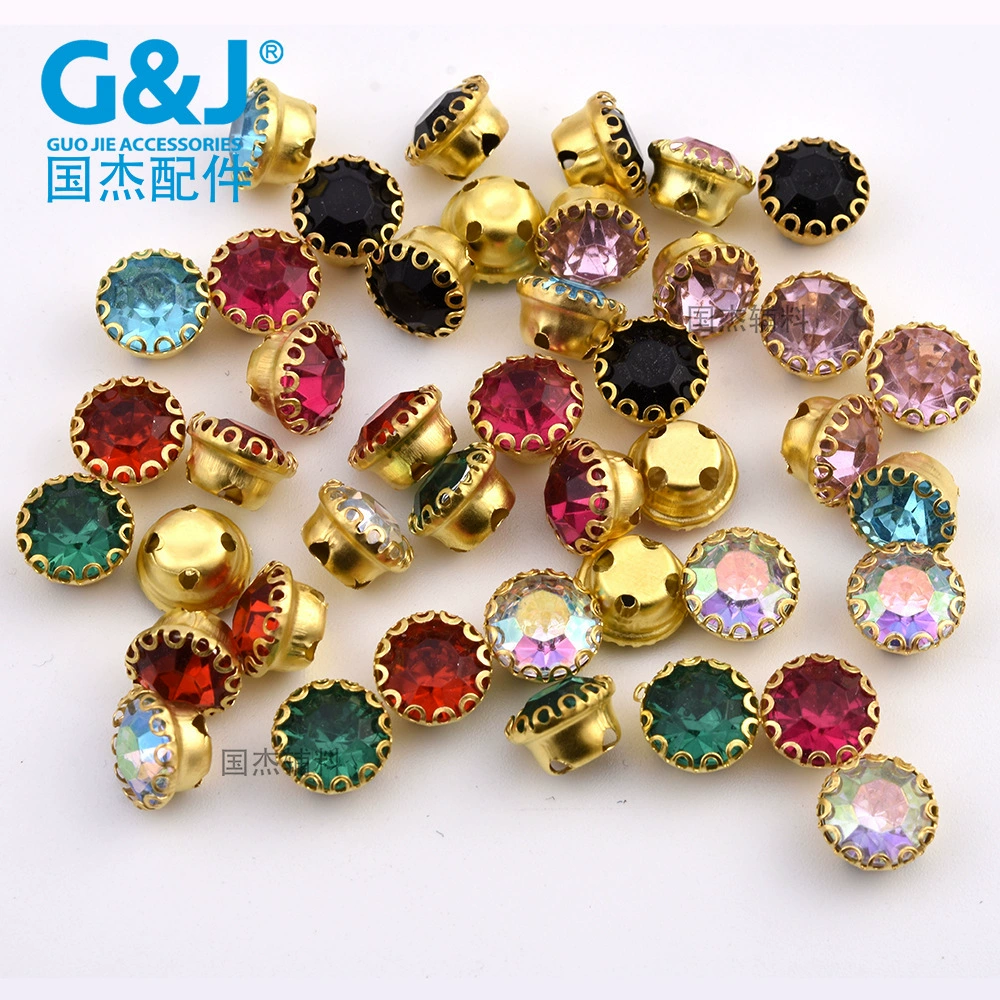 Acrylic's hand seam drilling claws 8 round lace bag buckle drilling wedding dresses stage performance clothing gold bottom claw diamond