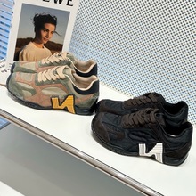 Monica2025牛反绒厚底增高运动鞋休闲小众德训韩版阿甘鞋5207-09