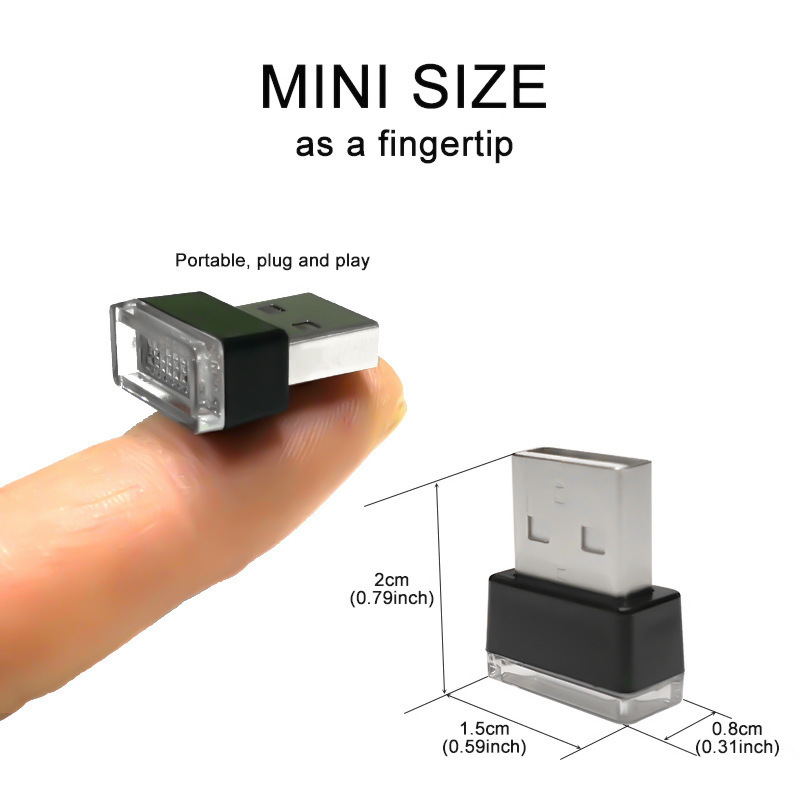 Luz de atmósfera USB para automóviles acrílico color de contraste para automóviles USB atmósfera luz de noche luz decorativa