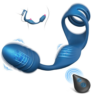 Double shock vibration lock ring electric massage stick men anal plug masturbation sex products