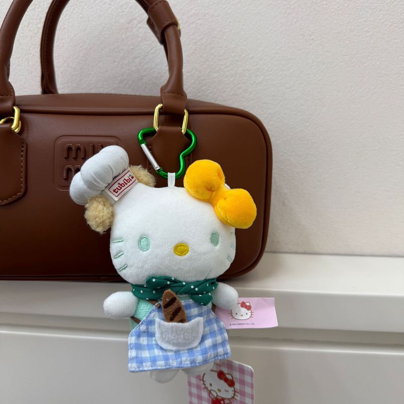 クラシックなハローキティ公式KTペンダント漫画風かわいいシェフハットキーホルダーぬいぐるみ|undefined