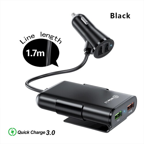 8A one to four 4USB car charger with cable QC3.0 fast charging front and rear seat car charger flash charging four port car charger