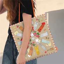 新款韩版牛皮绳帆布包印花包包时尚百搭装饰挎包单肩女手提包批发