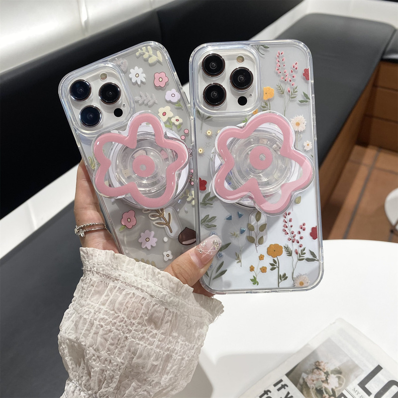 Magnetic Magsafe Phone Case for Apple 14 iPhone15promax Flower 13 Simple 16 Transparent