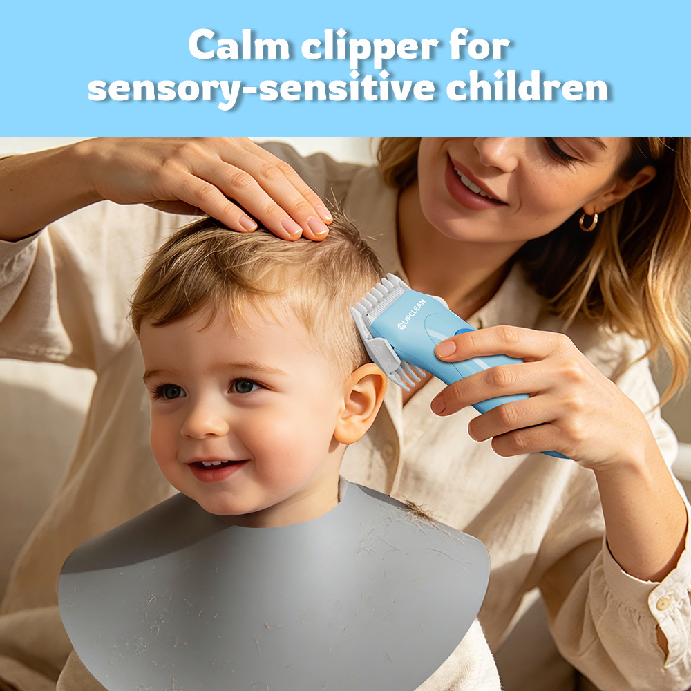 Hair clipper suitable for children with autism, silent, low vibration, anti-hair pinching, waterproof, desensitized baby hair clipper