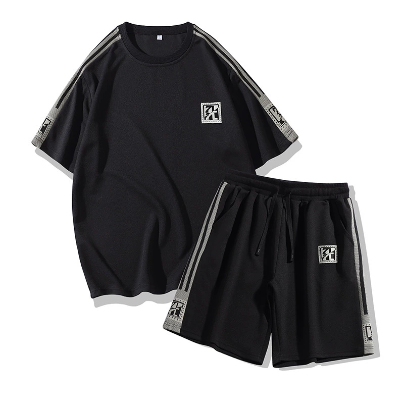 Мужской летний спортивный костюм, модный универсальный комплект, с коротким рукавом