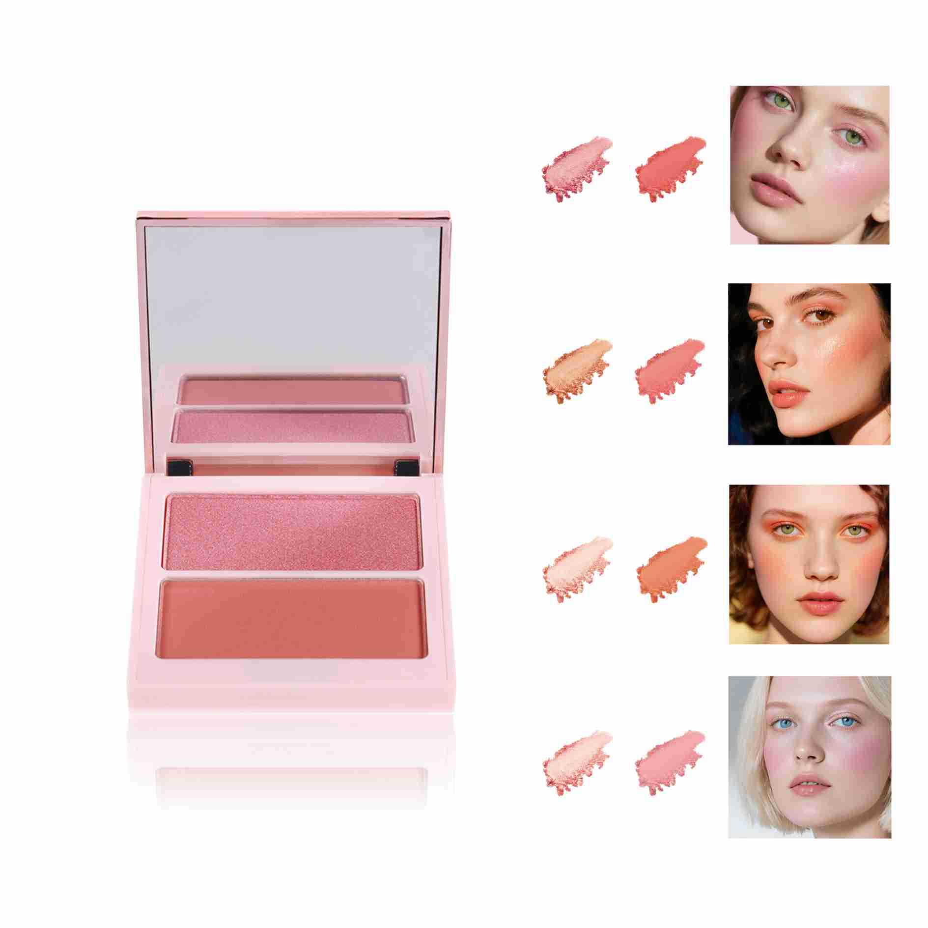 Cross-Border Blush Without Logo Spot Two-Color Rouge High-Gloss Contouring Palette Cosmetics Custom Multi-Purpose Matte Blush Palette