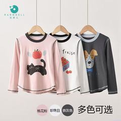 290801.拉慕儿中大童秋季新款韩版卡通印花拼接圆领三色长袖