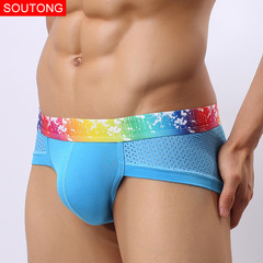 Underwear for men, mesh summer breathable briefs for boys, modal, comfortable, low-waisted, sexy, wide-brimmed, anti-stretching