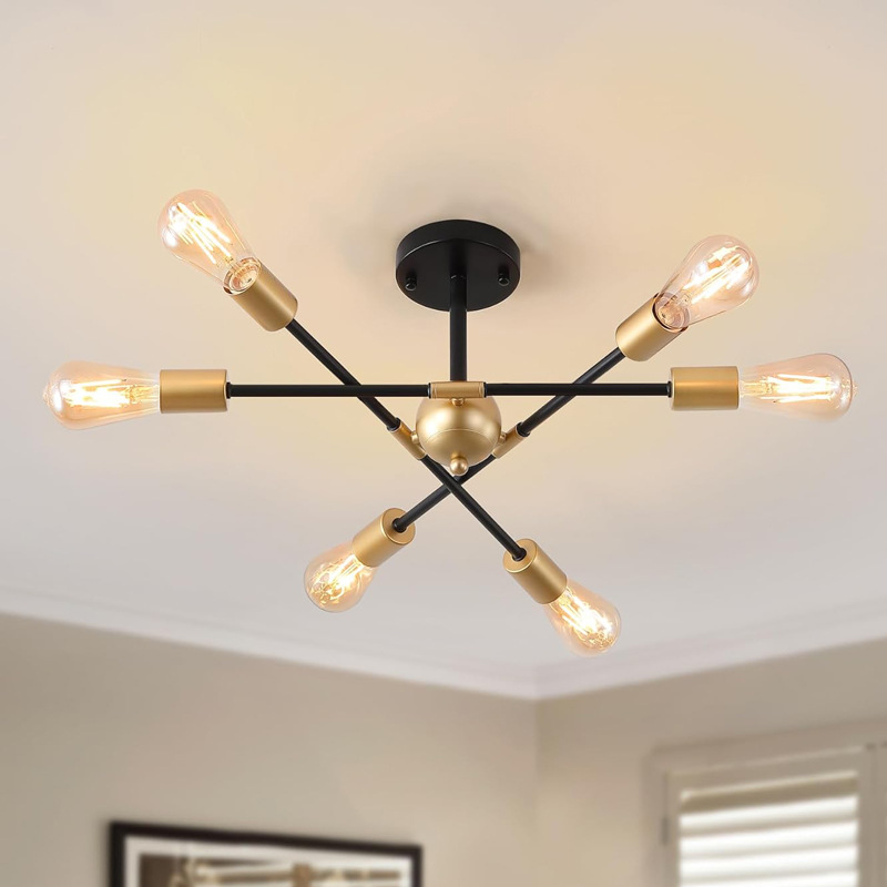 跨境亚马逊北欧吸顶灯 简约客厅卧室餐厅书房复古工业风铁艺吊灯