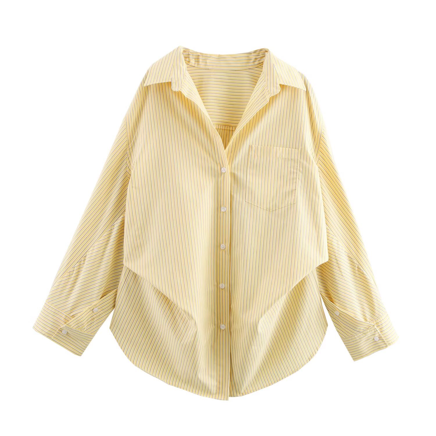 Effortless Elegance: Women's Loose Fit Batwing Sleeve Poplin Shirt With Turn-Down Collar, Casual Comfort For Daily Wear_ecoleips.com