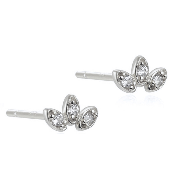 Simple Fashion Flower-shaped Leaf Inlaid Zircon Copper Earrings display picture 2