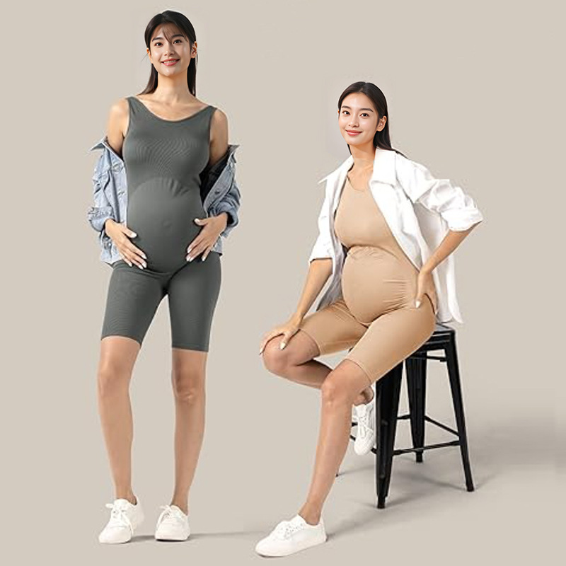 Cross-Border New Maternity Shapewear Seamless Vest Jumpsuit to Prevent Thigh Chafing and Support the Pregnant Belly, Tight-Fitting One-Piece Suit