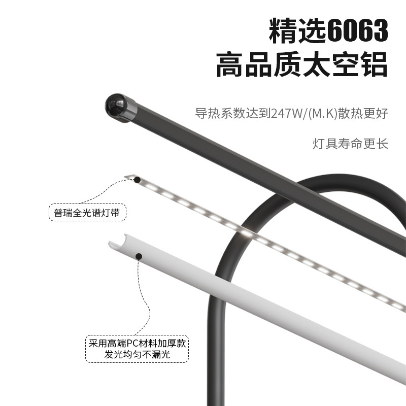 Long-Arm Desk Lamp for College Students' Dormitory, Plug-In Study Lamp, Eye-Protecting, Energy-Saving Led, Replaceable Bulb, Clip-On Reading Lamp