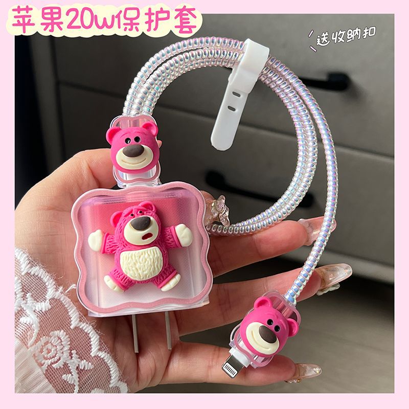 Aplicable a la cubierta protectora del cable de datos iPhone13/14/15 cubierta protectora estándar europea y americana de Apple 20W cargador