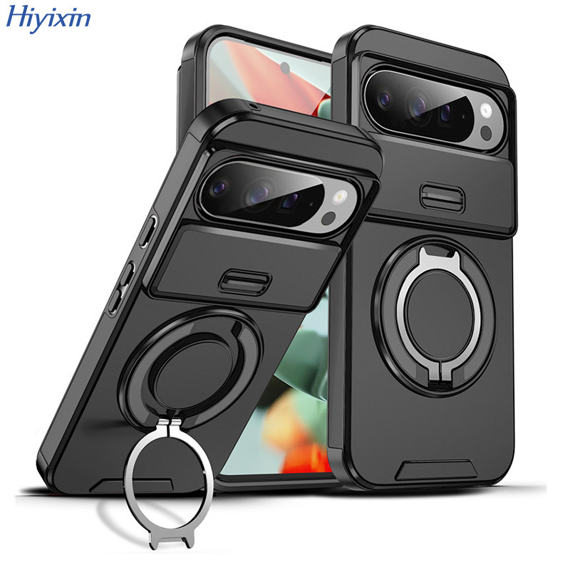 Suitable for Google Pixel11Pro XL Sliding Window Phone Case 9A Rotating Ring Stand Protective Cover