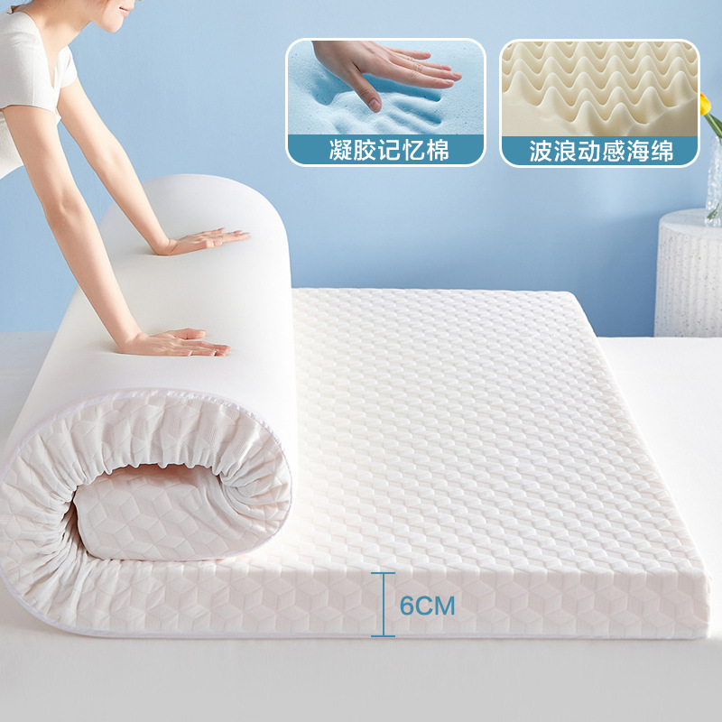 Cobertura de colchón de espuma viscoelástica de gel, acolchado acolchado para dormitorio de estudiantes, cama de alquiler individual y doble, colchón